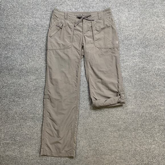 The North Face Pants Womens 6 Grey Nylon Roll Up Stow Pocket Drawstring Hiking - Picture 2 of 16